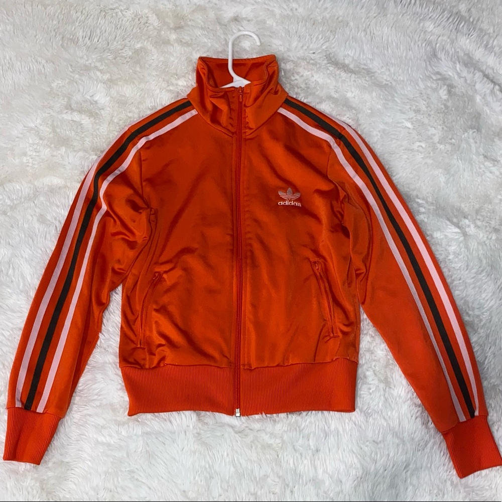 Orange adidas tracksuit jacket